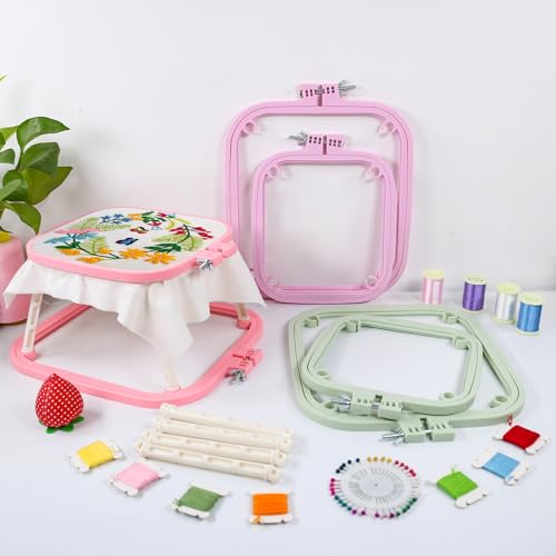 guofa Square Embroidery Hoop Stand，ABS Plastic Cross Stitch Stand, Embroidery Hoop Holder for DIY Craft, Punch Needle Hoop, Sewing Needlepoint Frame Stand (purple) - color: purple