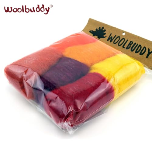 Woolbuddy Corriedale Wool Roving for Needle Felting (Red Orange) 20g Each - color: Red/Orange