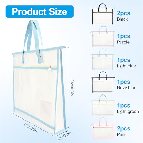 8 Pcs A3 Project Bags for Quilting Craft Storage Bag with Handles Sewing Project Bag for Art Bag Tote Bag File Carrying Storage for Artwork Charts and Teaching Material Multipurpose