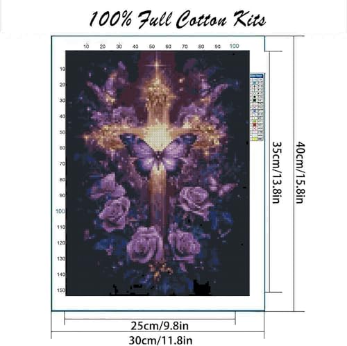 Religious Stamped Cross Stitch Kits - Cross Stitch Kits for Beginners，Adults Needlepoint Cross-Stitch Patterns Dimensions Needlecrafts Embroidery Kits Arts and Crafts 11.8x15.7 Inches - color: D069