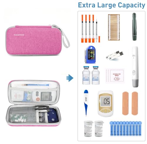 suzamed Insulin Cooler Travel Case, 2x150g Ice Pack TSA Approved, Pink - color: Pink