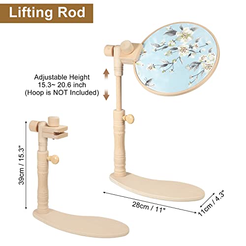 PATIKIL Adjustable Embroidery Hoop Stand, Beech Wood Cross Stitch Hoop Holder Hands-Free Embroidery Frame Stand for Sewing Arts Crafts Needlework