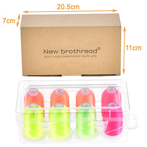 New brothread 8 Spools Embroidery Machine Thread with Box -Neon Color - color: Neon Color