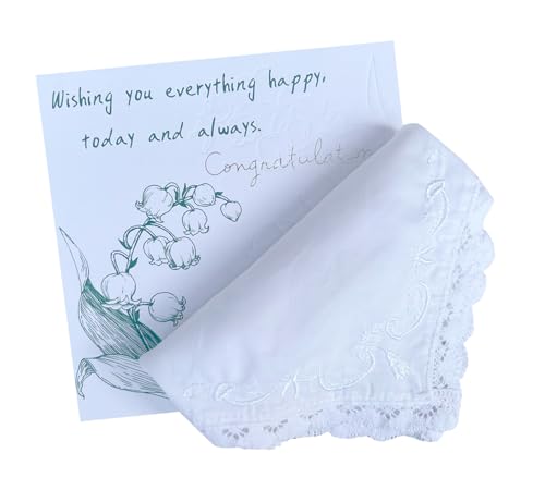 6 Pack of Ladies Embroidery Cotton Handkerchiefs Lace Wedding Hankies - color: A01-rose Card