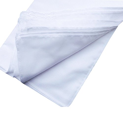 MileyMarla Ladies Embroidery Cotton White Handkerchiefs Lace Wedding Hankies - color: B-6pcs