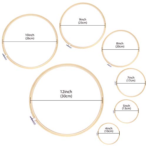 Pllieay 7 Pieces 7 Sizes Embroidery Hoops 4 inch to 12 inch