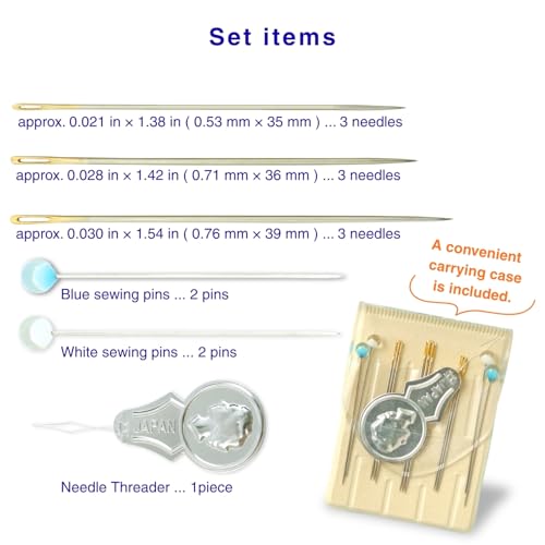 TUKUMO Gold Eye Embroidery Needles Crewel Needles Sewing Needles Set, 3 Size with 1 Threaders (Fine Type) - size: Fine Type