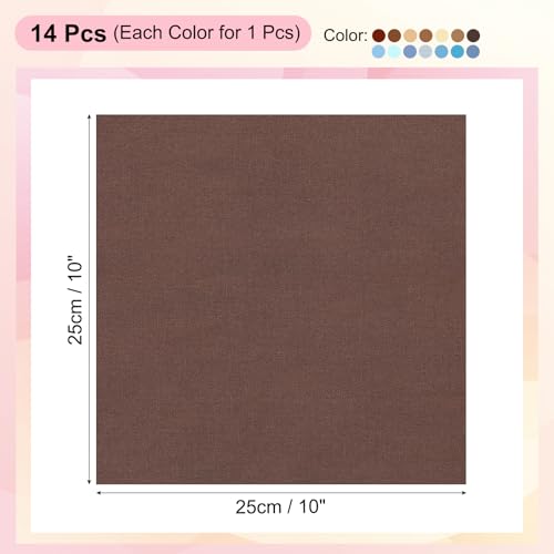PATIKIL Cotton Fabric Bundles, 14 Pcs 10 x 10 Inch Fat Quarter Solid Color Precut Fabric Squares for Sewing Patchwork Quilting DIY, Coffee Blue - color: Coffee Blue, size: 10 x 10 Inch