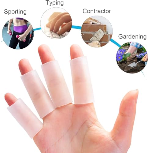Sumifun Finger Sleeves, 20PCS Gel Thumb Finger Tubes for Arthritis, Trigger Finger Pain, Silicone Fingers Protector for Golf, Basketball, Golf, Rugby, Cracked Finger - color: Clear