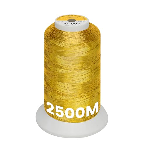 New brothread Metallic Embroidery Machine Thread - Vivid Gold M003 - color: 2500M Single Spool Vivid Gold M-003