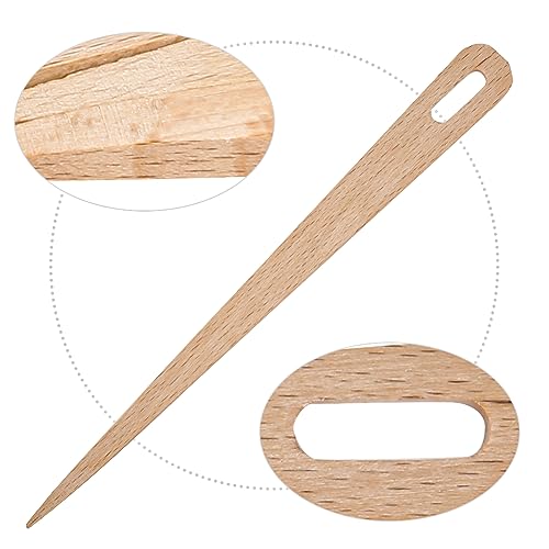 Haosie Wood Needle, 5pcs Wooden Weaving Crochet Needles Hand Loom Stick