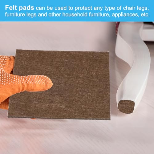 PATIKIL 10x10 Inch Coffee Felt Square Furniture Pad, 5 Pack, 2mm Thickness, Anti-Scratch - color: Coffee, size: 10x10 Inch