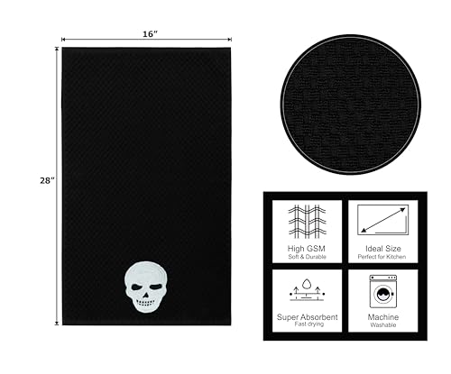 COTTON CRAFT Halloween Kitchen Towel -100% Cotton 4 Pack Waffle Terry Towel - color: Black, size: 4 Pack