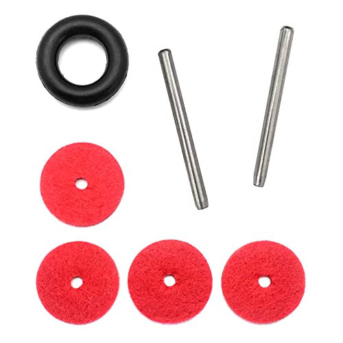 YEQIN 2 Pcs Metal Vintage Domestic Sewing Machine Spool Pins + 1 Pcs Bobbin Winder Tire + 4 Pcs Red Spool Pin Felt Pad for Singer Sewing Machine