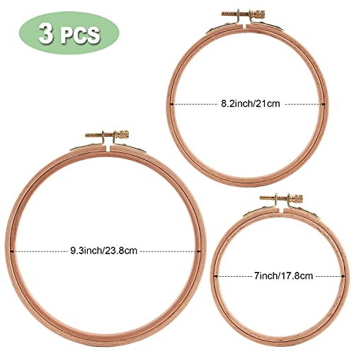 Sherbo Wooden Embroidery Hoops 7-9 Inch 3 Beech Wood Cross Stitch Hoops