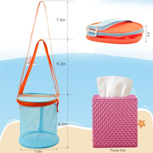 Large Capacity Shell Bags for Beach, 4Pcs Foldable Mesh Toy Storage Bag - size: 4P-SMALL
