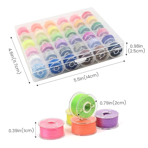 36 Colors Prewound Bobbins with Thread for Sewing Machines