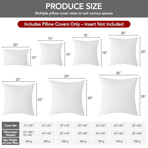 Deconovo Faux Linen Throw Pillow Covers for Sofa and Couch, Hidden Zipper - color: Linen White, size: 18" x 18" (Pack of 4)