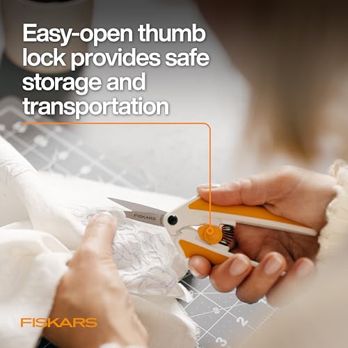 Fiskars Micro-Tip Spring Assisted Scissors, Precision Cutting Stainless Steel Blades, Comfort Handle, Cut Details in Fabric, Sewing Scissors and Arts and Crafts Tools (Pack of 12) - style: Micro-Tip Stainless Steel Easy Action (Pack of 12)