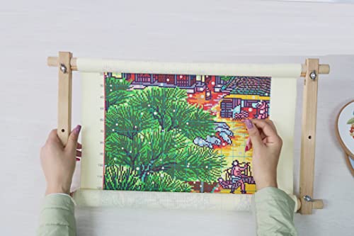 Beech Wood Tapestry Scroll Embroidery Frames, Needlepoint Cross Stitch Holder, Quilting Frames, Needlepoint Holder, Stitching Frame for Sewing, Cross Stitch, Embroidery Projects - style: 18" x 11"