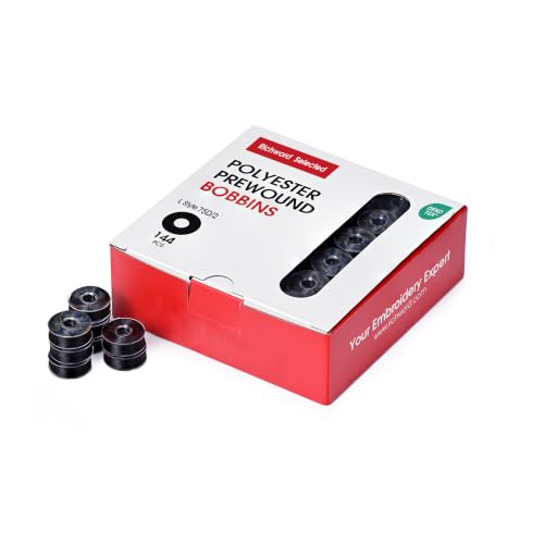 BAI Prewound Embroidery Bobbins Type L 144pcs (75D/2) Black Plastic Sided - color: 144pcs 75D/2 Black