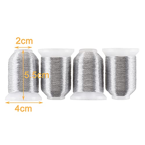 New brothread 4 Silver Metallic Embroidery Machine Thread Kit - color: 4xSilver