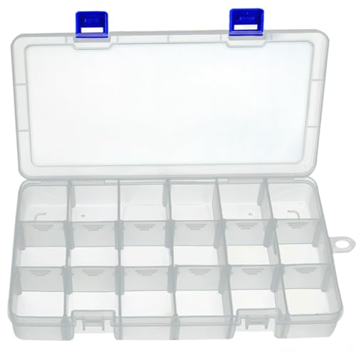 DUOFIRE Plastic Organizer Storage Box, Adjustable Divider 18 Grids, 1 Pack - color: White, size: 18Grid-1pc