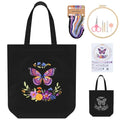 ERKOON Canvas Tote Bag Embroidery Kit for Beginners, Needlepoint Arts Crafts Cross Stitch Kits for Adults Including Stamped Embroidery Bag with Hoops, Needle, Instruction and Color Threads (Butterfly) - color: Butterfly-Black