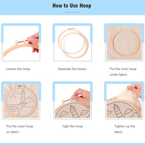 LACHLAND Punch Needle Kit Beginners, Landscape Stitching Kit for Adults&Teens DIY Embroidery Starter Craft with Yarn Needle Tool Easy Hobby Home Decor Gifts for Craft Lover (Blue Sky) - color: Lighthouse