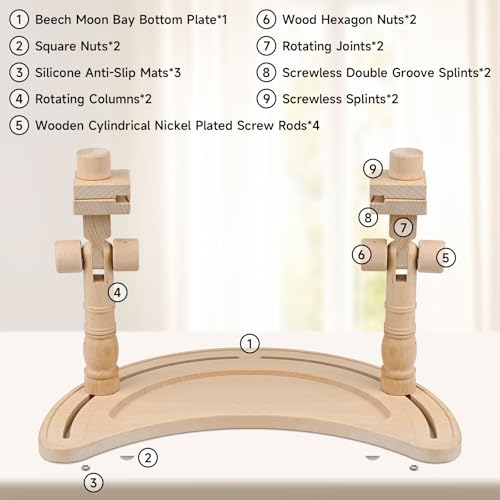 Embroidery Hoop Stand Adjustable - 360°Rotated Embroidery Frame Stand, Cross Stitch Stand, Beech Wood Embroidery Hoop Holder, Embroidery Stands for Hand Work Art Craft