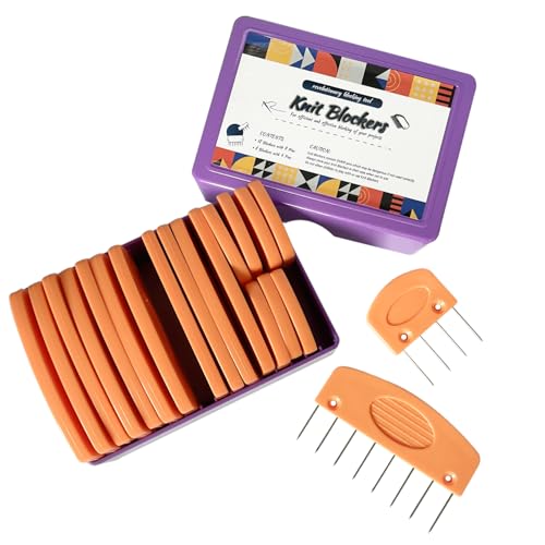 20Pcs Knit Blockers Pins Kit, Knit Blocking Combs for Crochet Knitting Blocking Board Mats, Crochet Blocking Pins for Crochet Projects Sewing Lace Needlework Projects Tool-Orange - color: Orange