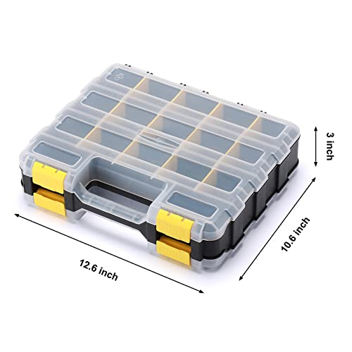 Mayouko Double Side Tools Organizer, Customizable Removable Plastic Dividers, Hardware Box Storage, Small Parts Organizer, 34-Compartment, Black/Yellow - color: Yellow, size: 34 Compartments