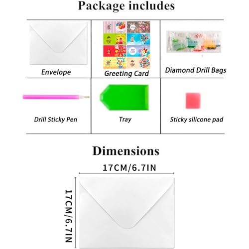 Diamond Art Painting Happy Birthday Cards, 8 Packs 5D Diamond Greeting Cards Kits for Adults DIY Diamond Art Birthday Cards with Envelopes Birthday Gifts for Families, Friends, Partners - color: Happy Birthday - 8 Packs