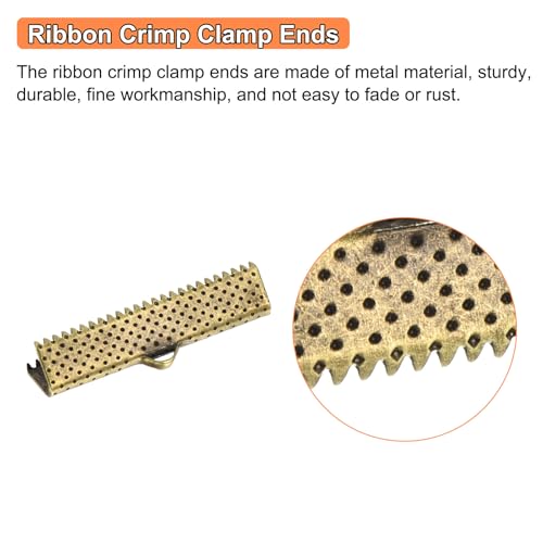 uxcell 280Pcs Ribbon Crimp Clamp Ends, 30mm Bookmark Pinch Crimp Ends, Cord Ends Fasteners Clasp Crimp Ends for DIY Bracelet Necklace Jewelry Making, Bronze Tone - color: Bronze Tone, size: 30mm