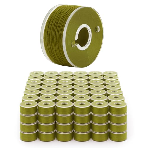 Mandala Crafts Olive Green 15J SA156 Prefilled Bobbin Thread, 144 PCs - color: Olive Green, size: Size A 144 X 142 Yards