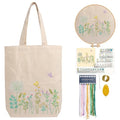 CREAWONDER Canvas Tote Bag Embroidery Kit with Pattern for Beginners, Arts and DIY Embroidery Crafts Kits for Adults, Include Instructions, Embroidery Hoops, Color Threads and Tool - color: CR002 banmeng white