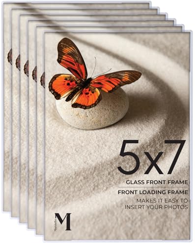 Mantello Clear Acrylic Frame - 5x7 Acrylic Picture Frames, Set of 6 - Modern, Minimalist Front-Loading Photo Frame - Wall Mount or Desktop Stand - for Home, Office, or Business Display, 6-Pack - color: Clear, size: 5x7 - 6 Pack