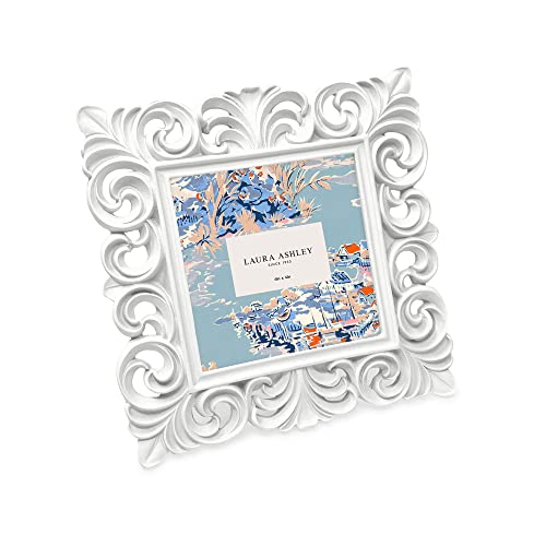 Laura Ashley 4x4 White Vintage Inspired Resin Scroll Design Picture Frame - color: White, size: 4x4