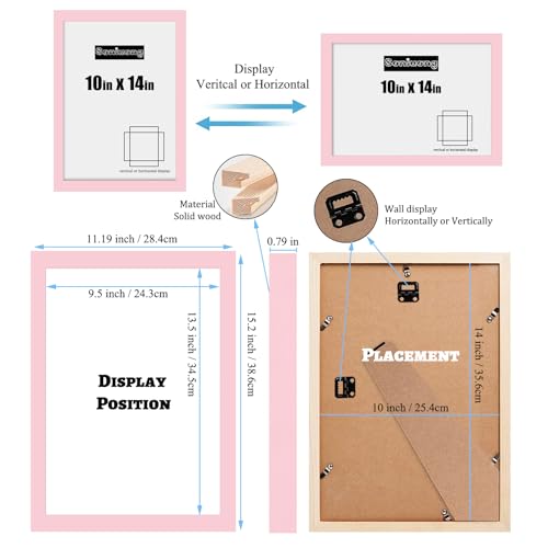 10x14 inch Wood Picture Frames for Wall Hanging,Diamond Painting Frames Rectangle Baby Scan Picture Frame for Family Walls Decoration,Anniversary,Wedding,Christmas,Halloween,Shower,Certificate (Pink) - color: Pink, size: 10x14 inch