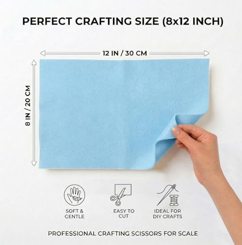 Soft Blue Felt Fabric Sheets for Crafts 8 x 12 Inch 20 Pcs 1.6mm Thick - color: Blue