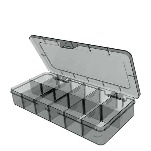 Clear Organizer Box,12 Grids Tackle Box Organizer with Adjustable Dividers - color: Gray, size: 1x 12 Grids