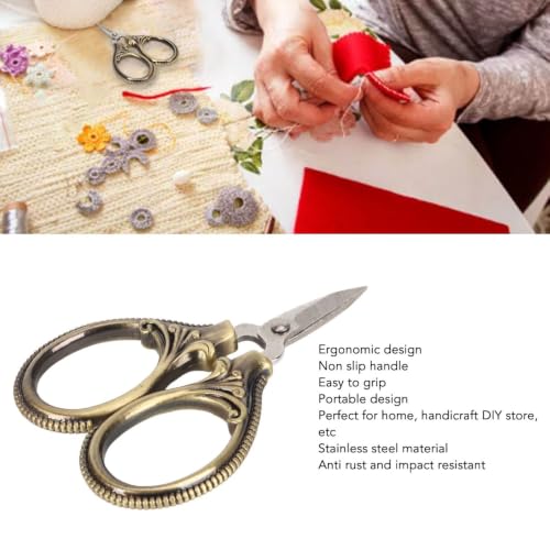 Stainless Steel Scissors Little Portable Vintage Embroidery Scissors for Sewing Crafts Artwork Cross Stitch Cutting Handmade DIY Tools(Yellow bronze) - color: Yellow Bronze