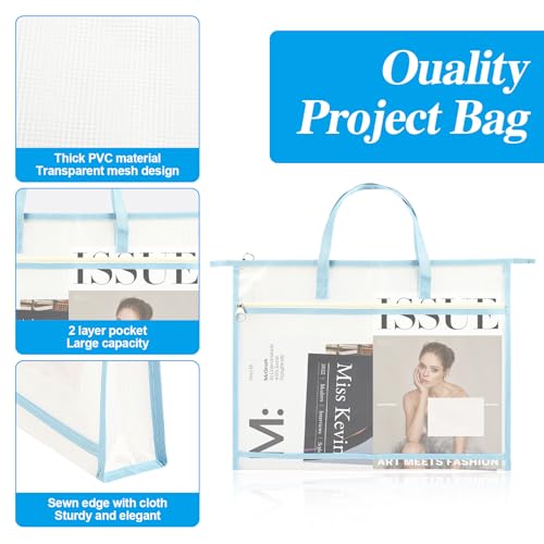 8 Pcs A3 Project Bags for Quilting Craft Storage Bag with Handles Sewing Project Bag for Art Bag Tote Bag File Carrying Storage for Artwork Charts and Teaching Material Multipurpose