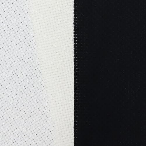 KCS 2 pc of 15" x 18"(38cmx45cm) 14 Count Cross Stitch Cotton Aida Cloth Needlework Fabric Box (Antique White+Black, 14CT) - color: Antique White+black, size: 14CT