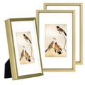 BKABOT 3x5 Brass Aluminum Photo frames 3 Pack HD Glass Mat 2x3 Wall Table - color: Brass, size: 3x5