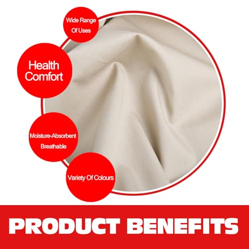 100% Beige Cotton Fabric for Sewing by 1 Yard, 59”Width Quilting Fabric Medium Weight 5.8 oz, Muslin Fabric by The Yard, Embroidery Cloth - color: Beige, size: 1yard