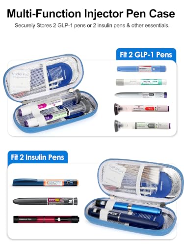 Leng Ke GLP-1 Cooler Travel Case Fits 2 Zepbound, Mounjaro & Insulin Pens - color: H1_blue