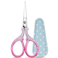 3.6Inch Little Scissors Sewing Scissors with Leather Scissor Cover - color: Silver Purple