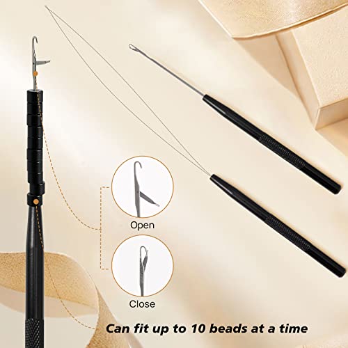 NEWISHTOOL Sew In Extension Kit, Hair Feathers Silicone Micro Beads Pliers - color: Black Set