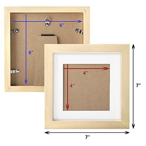 WUTL 6x6 Picture Frames Solid Wood 4x4 Square Frame with Mat Grain 6 Pack - color: Grain, size: 6x6